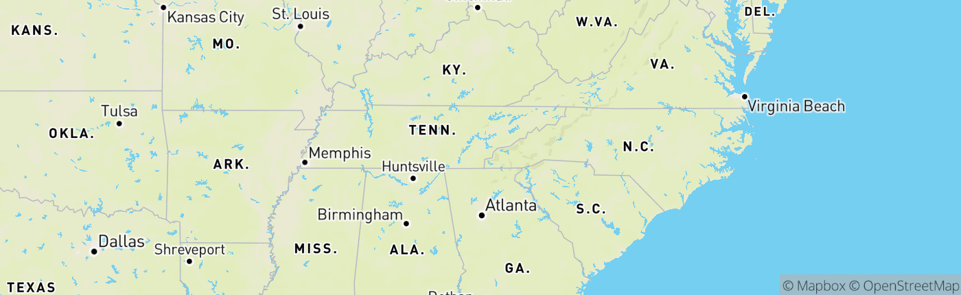 Mapa Tennessee Spojené štáty americké