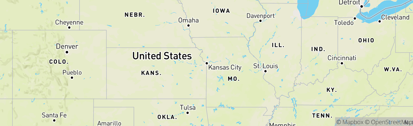 Mapa Missouri Spojené štáty Americké