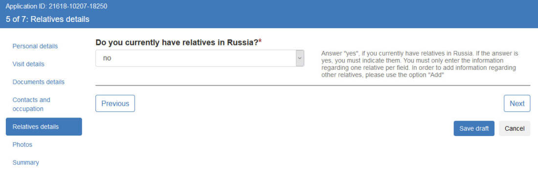e-víza, Rusko