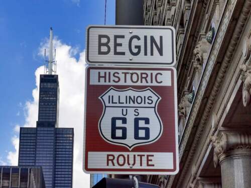 Historic Route 66 Begin Sign